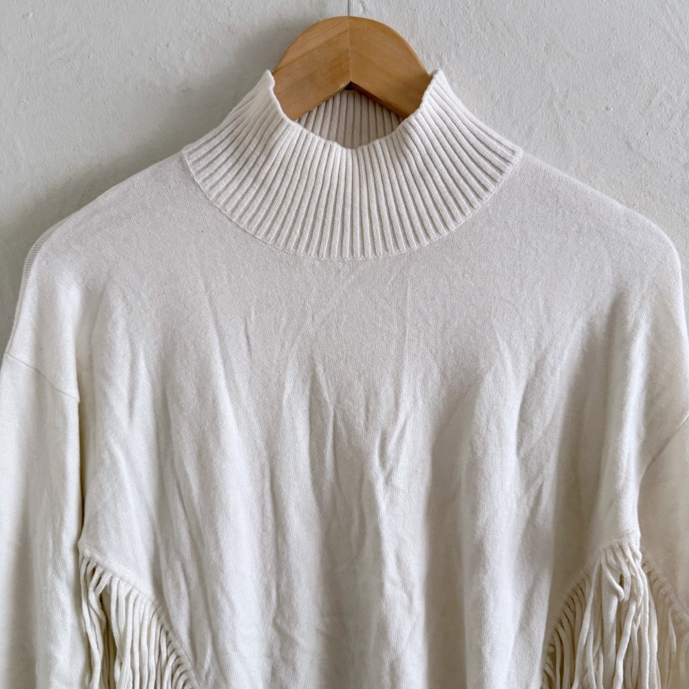 Replay Fringe Detail High Neck Cream Sweater Size XS - Picture 2 of 8